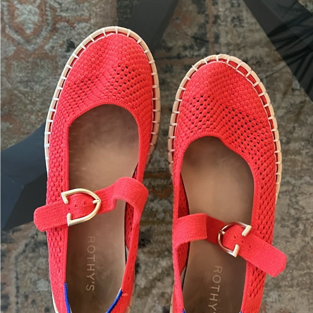 Rothy's Vibrant Red Flats with Buckle Detail